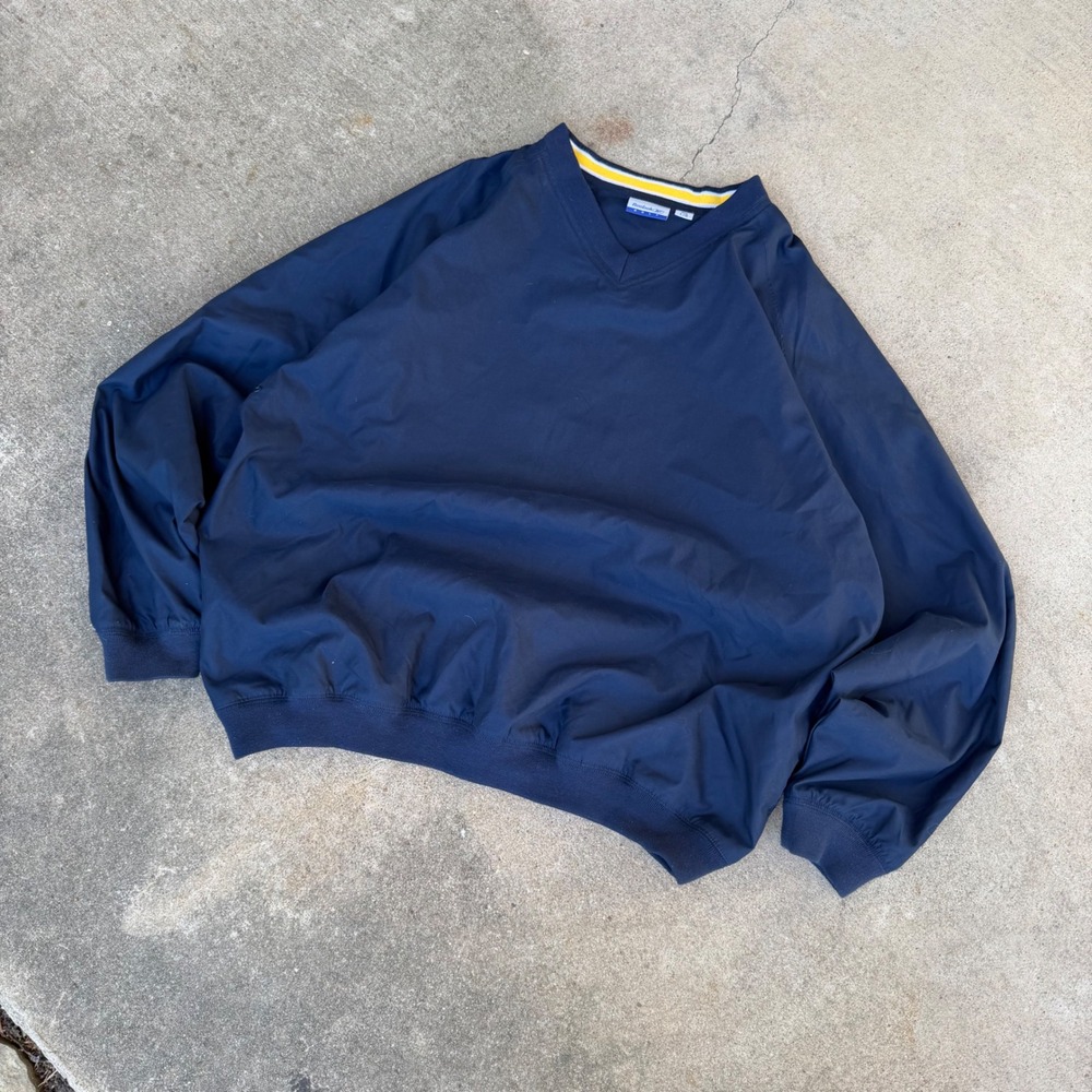 Vintage Reebok Golf Mens Navy Blue Windbreaker Pullover Jacket Large